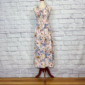 Floral Smocked Maxi Dress in Light Pink